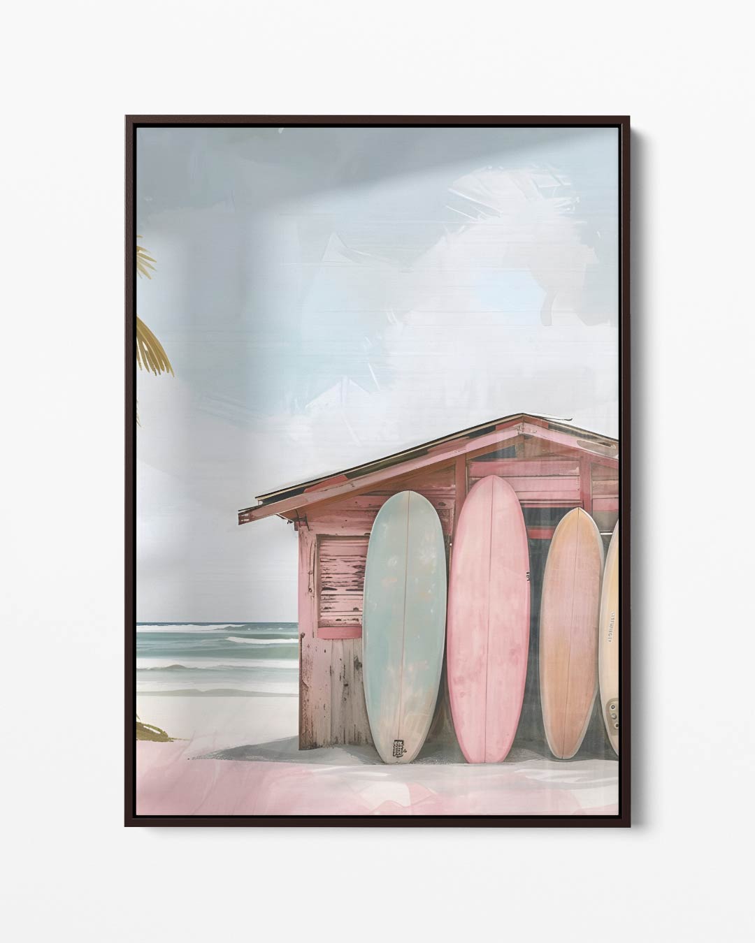 Strandhut met Surfplanken – portret kunstwerk als wanddecoratie