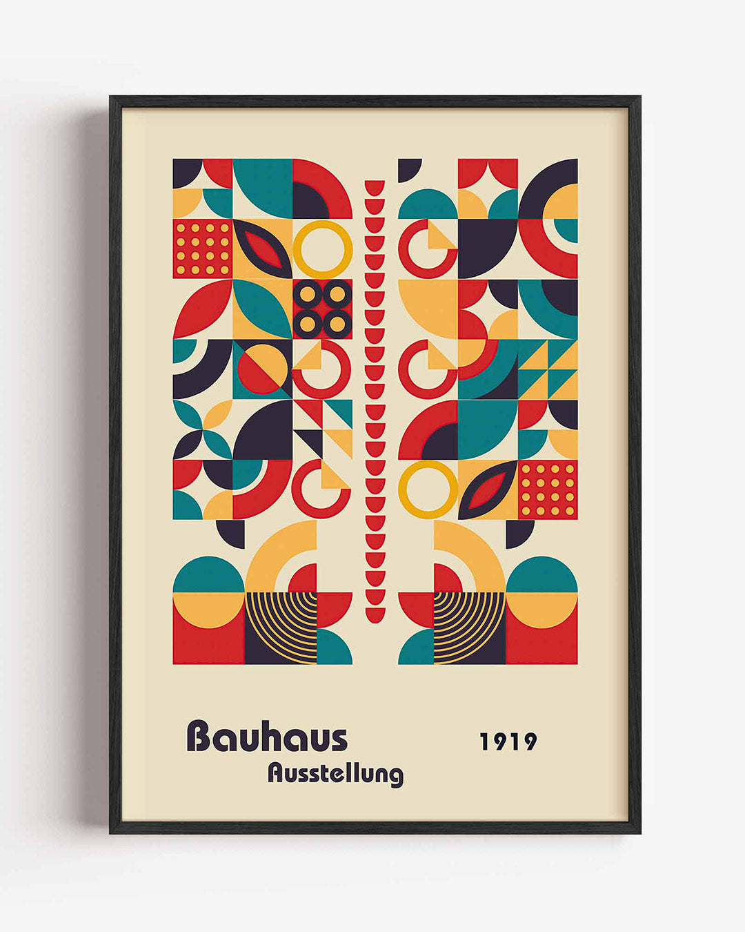 Vormritme en kleur – staande Bauhaus poster als wanddecoratie