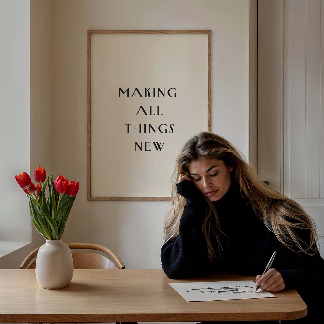 Inspirerende Nieuw Begin – feestelijke wandkunst als portret poster