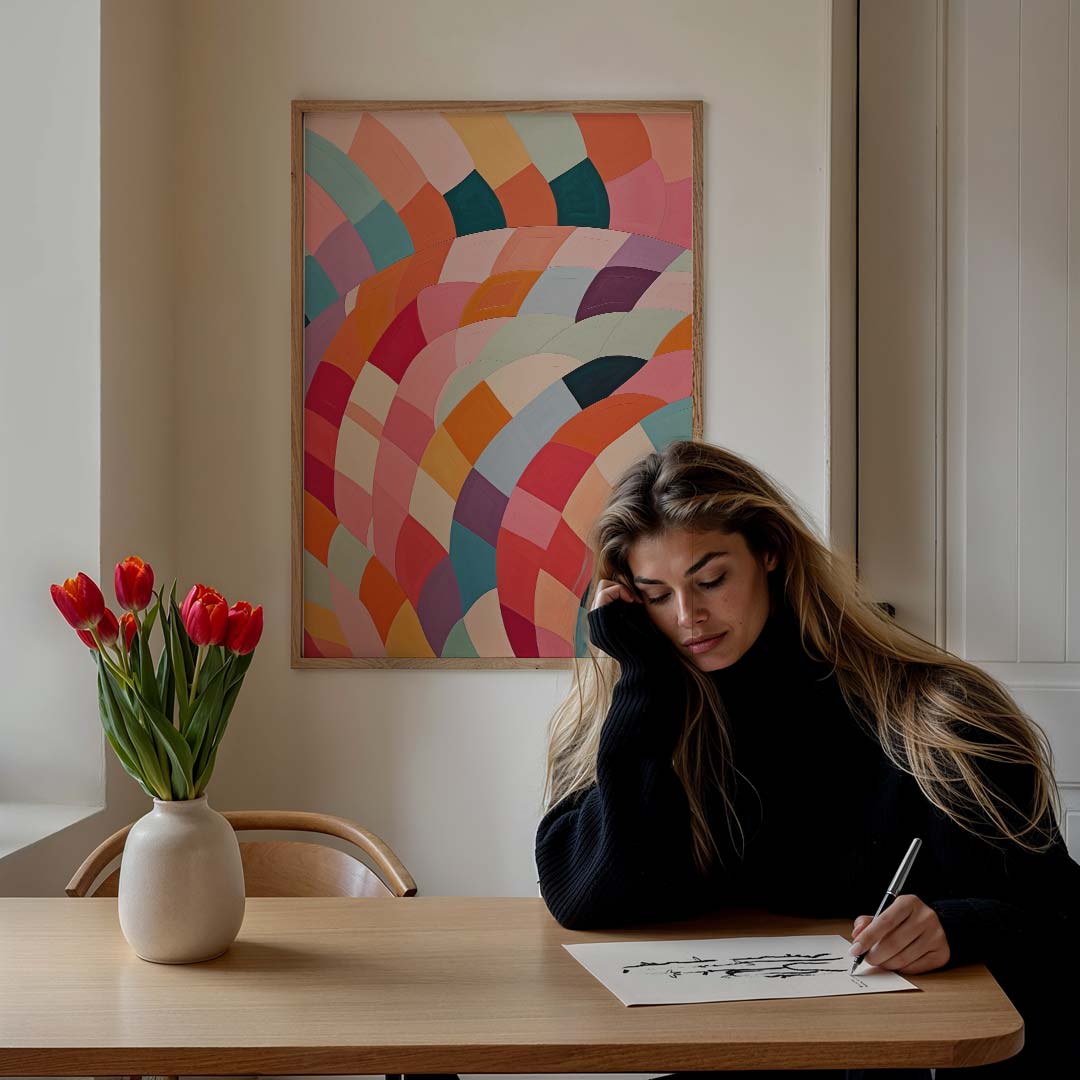 Kleurrijke Patronen – staande muurposter met kleurrijke abstracte vormen