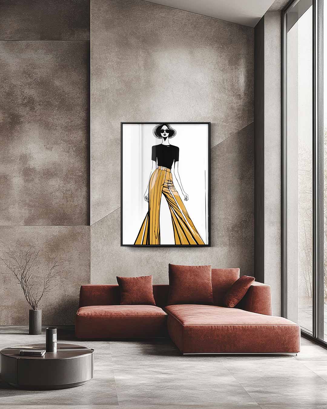Elegante Mode-Illustratie – staande wandkunst voor woonkamer of interieur