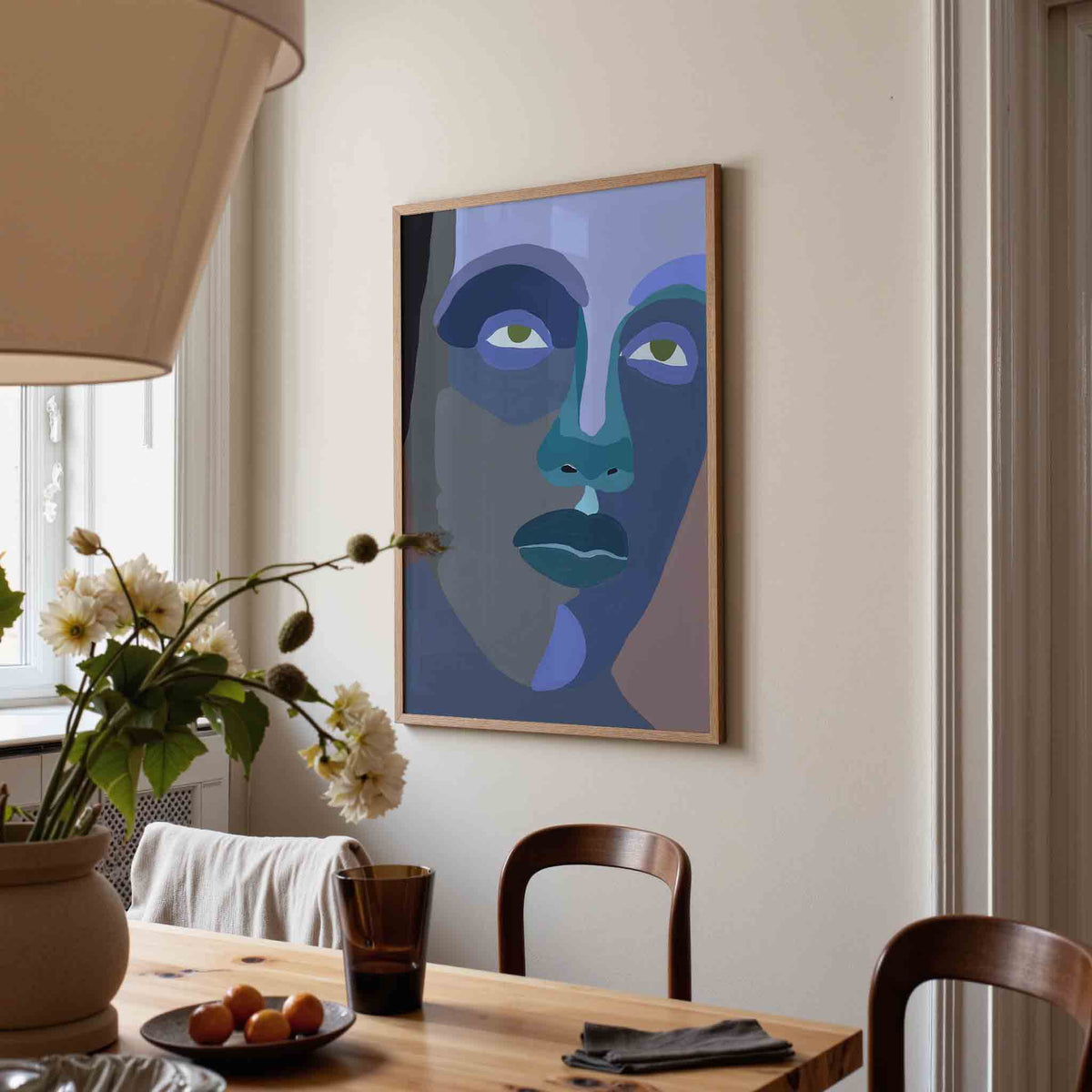 Abstract gezicht – eigentijdse illustratie poster in staand formaat