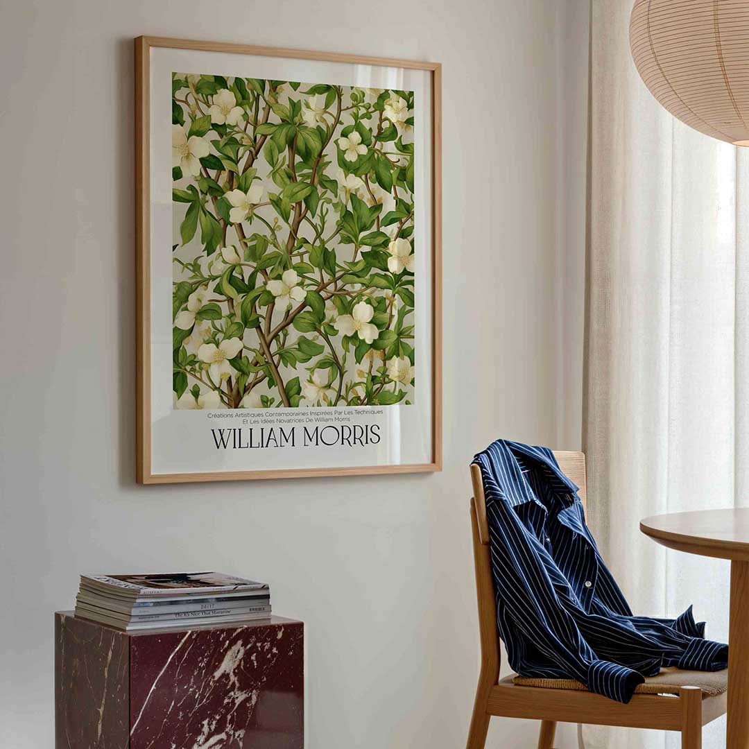 Bloemen en bladeren – William Morris poster in staand formaat