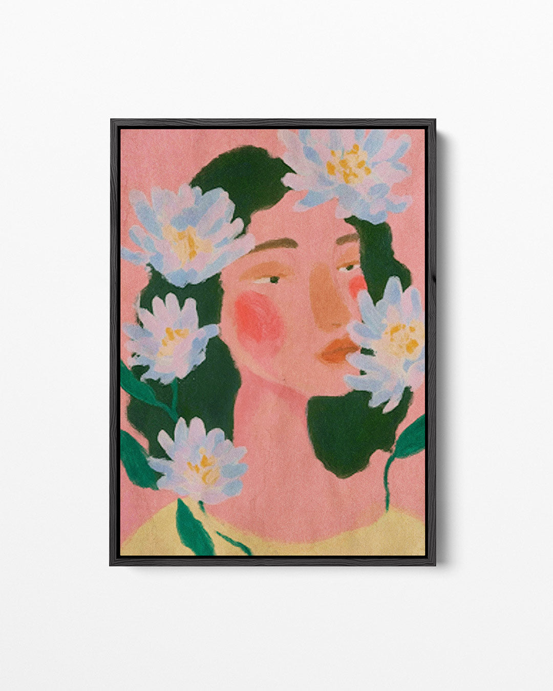 Dromerige bloemenportret – staand wanddecoratie kunstwerk