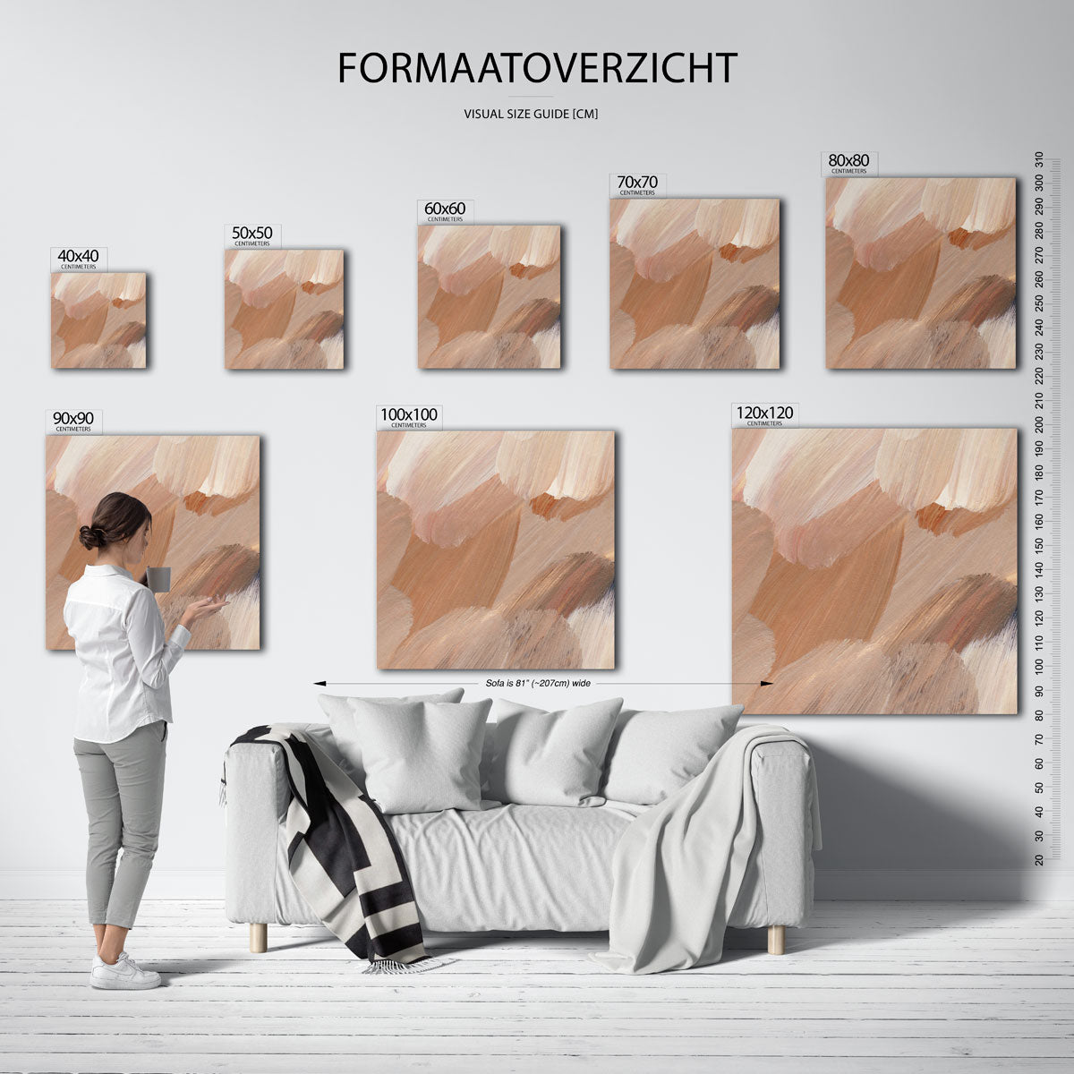 Abstracte penseelstreken – vierkante muurposter met artistieke uitstraling