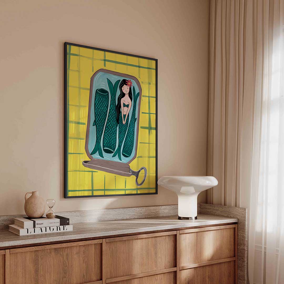 Zeemeermin in blik – urban poster in staand formaat