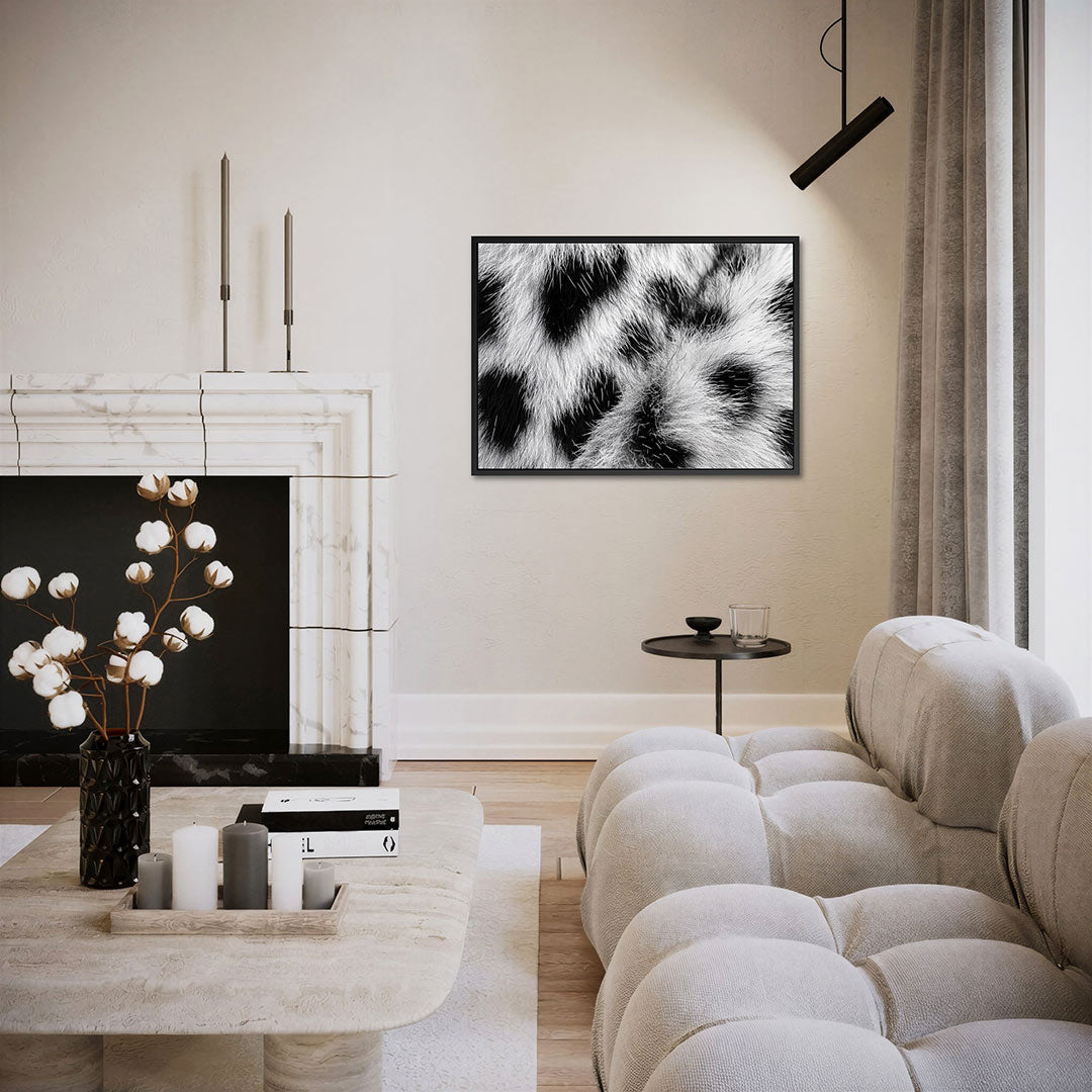 Zwart wit vachtpatroon – liggende wanddecoratie