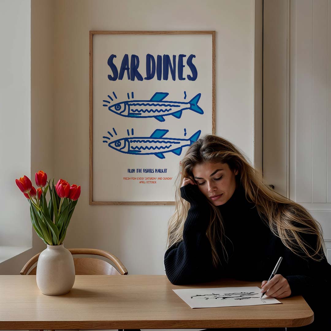 Sardines Marktpromo – culinaire wandkunst als portret poster