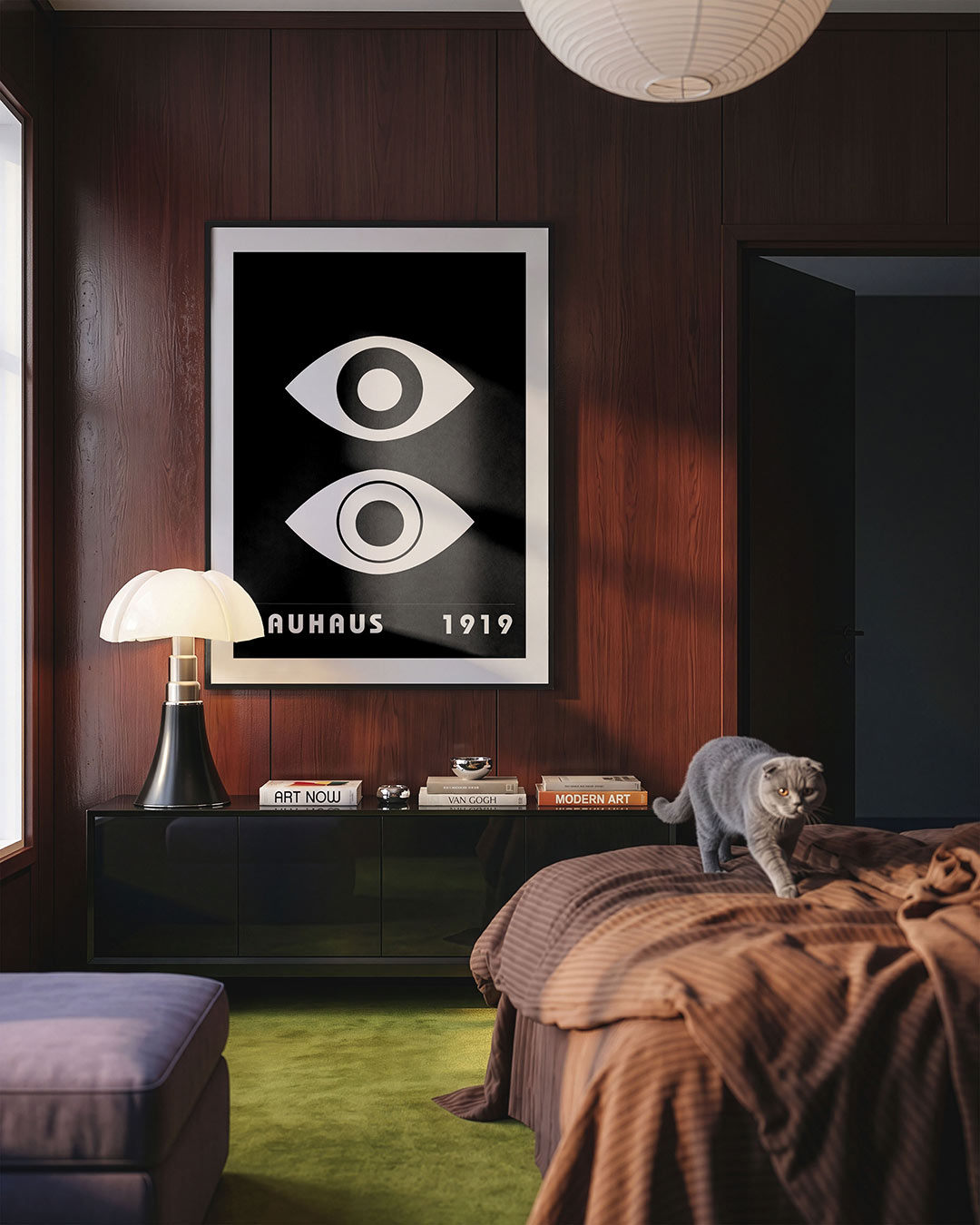 Oogvormen en lijnen – geometrische Bauhaus poster in staand formaat