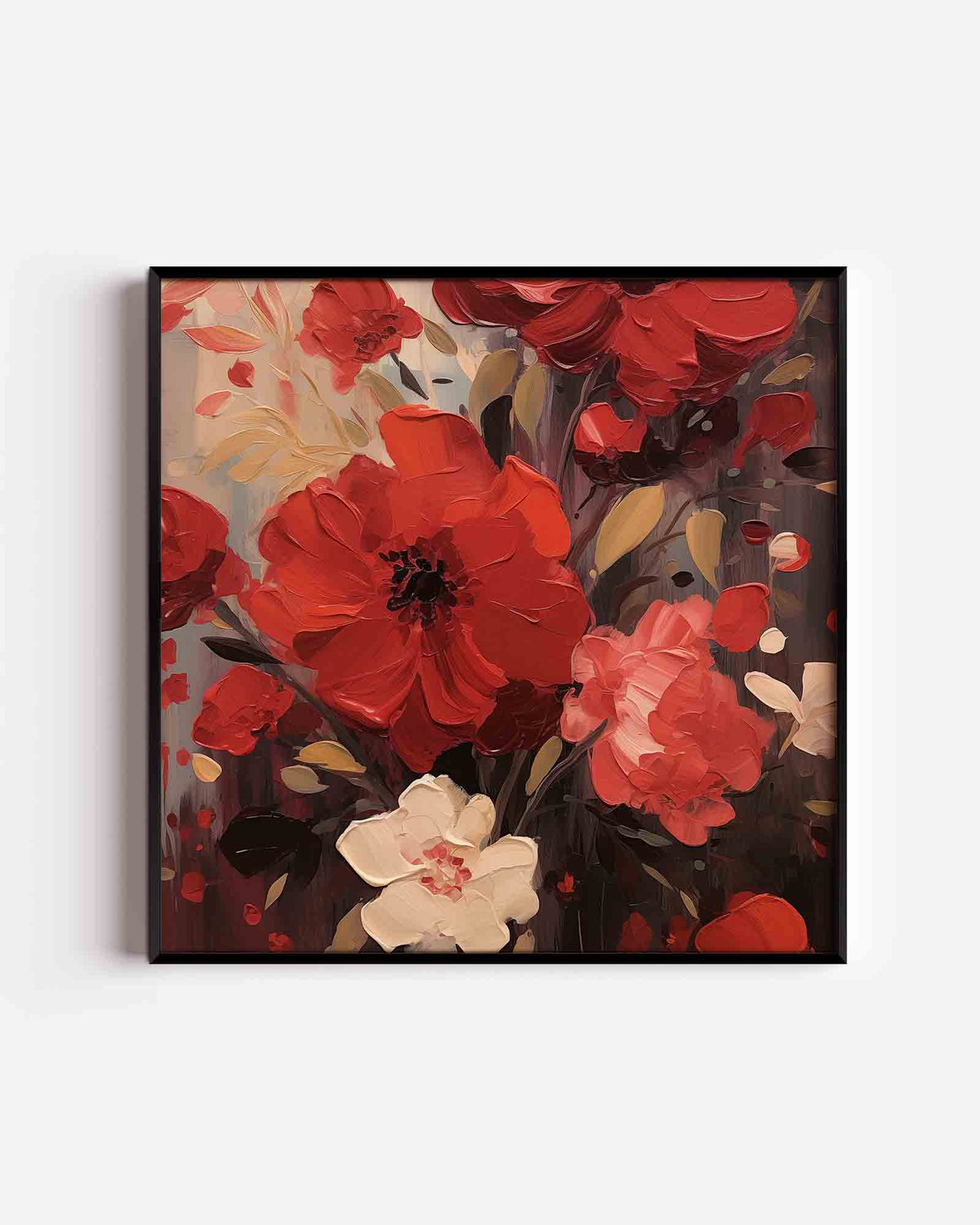 Rode bloemen – bloemen vierkante poster als wanddecoratie