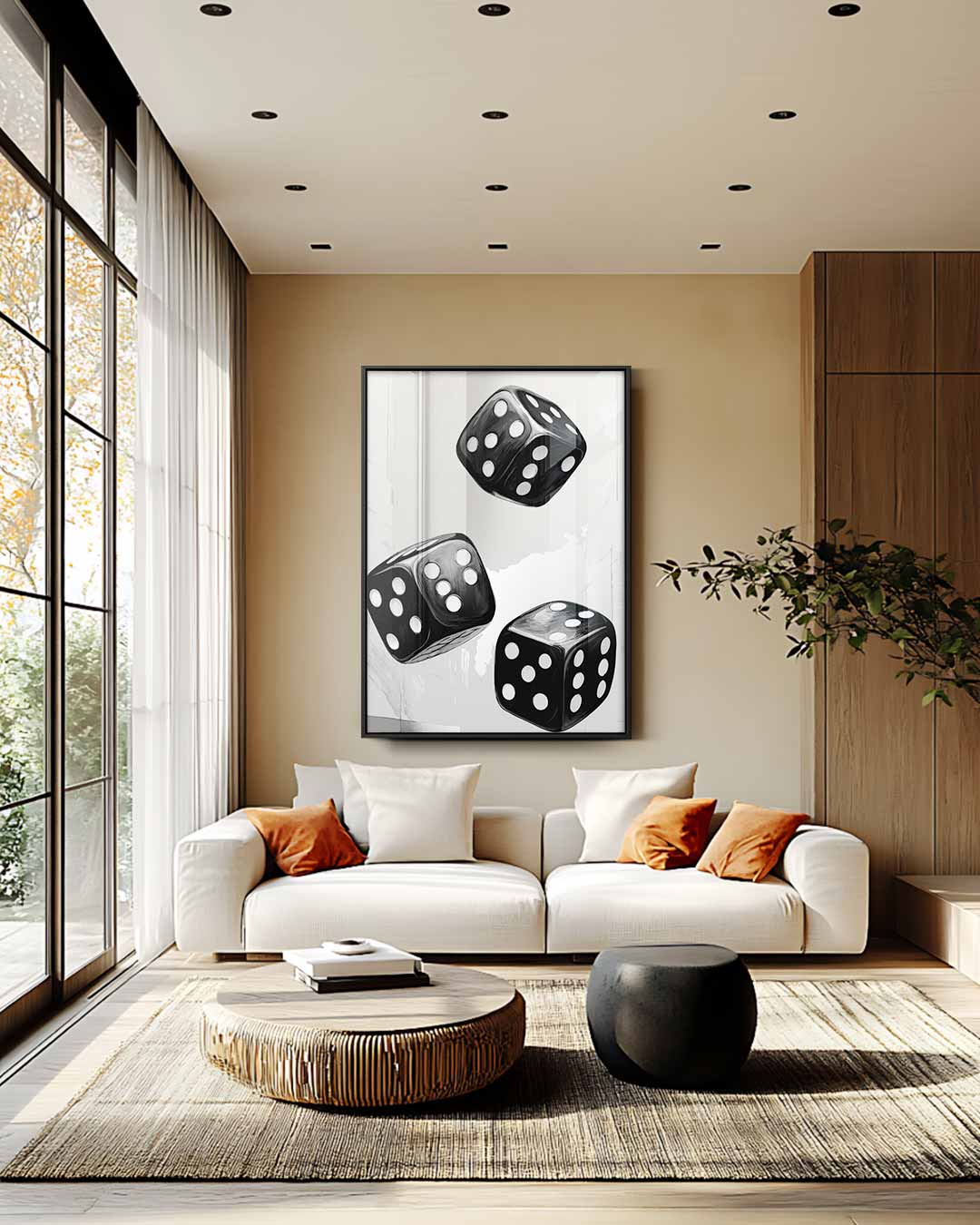 Rollende Dobbelstenen – staand kunstwerk voor modern interieur