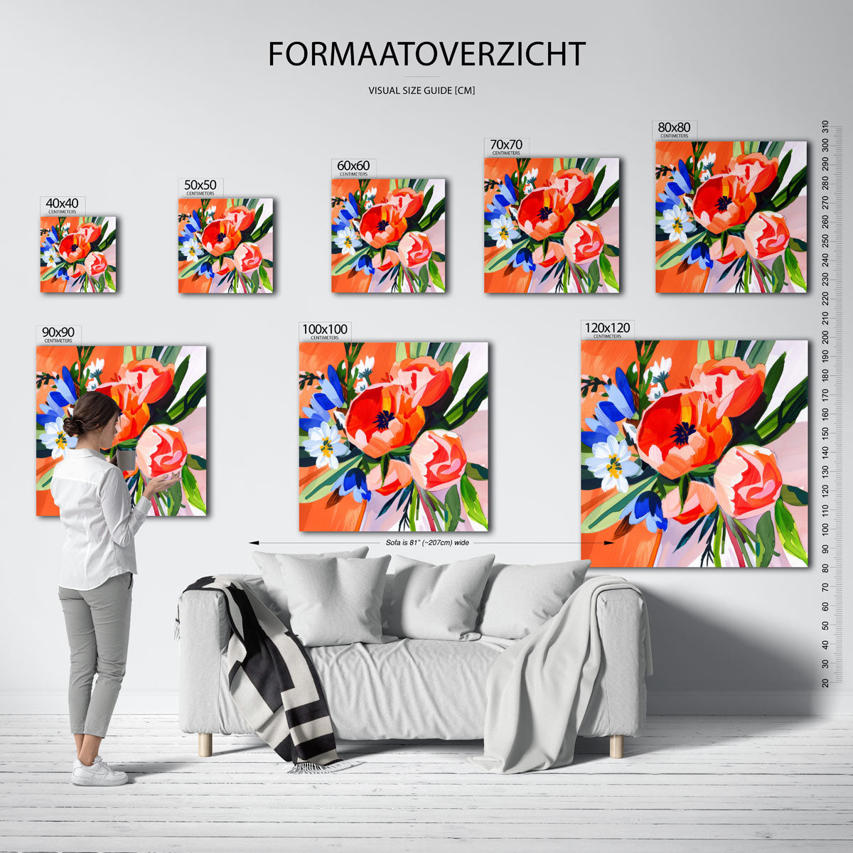 Bloemen en bladeren – vierkante muurposter voor keuken of eethoek