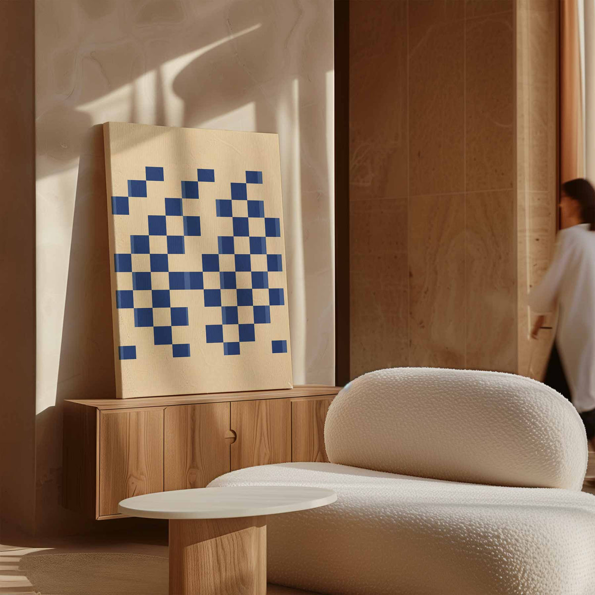 Ritmisch Blauwe Vlakken – dibond kunstwerk als wanddecoratie