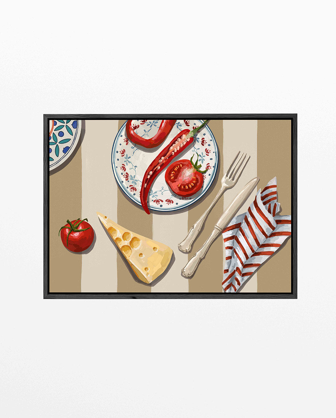 Eetstilleven met patronen – liggend keuken kunstwerk