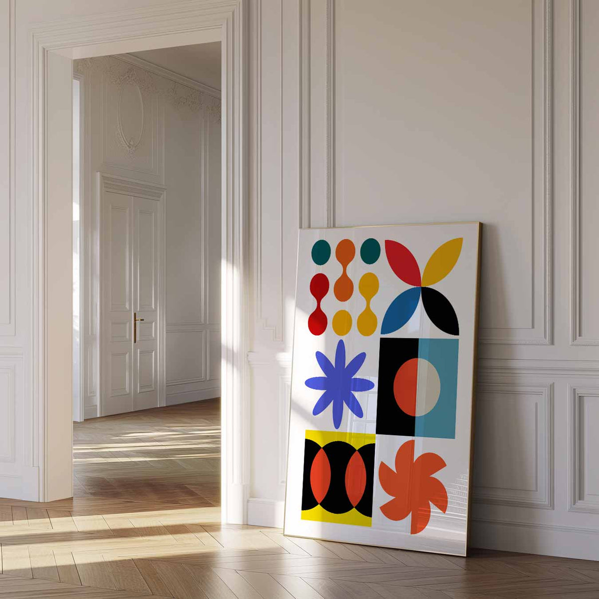 Kleurrijke Geometrische Vormen – dierenposter als moderne staande wanddecoratie