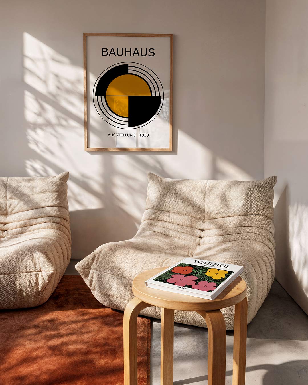 Cirkelstructuur en lijnen – moderne Bauhaus wandkunst als poster
