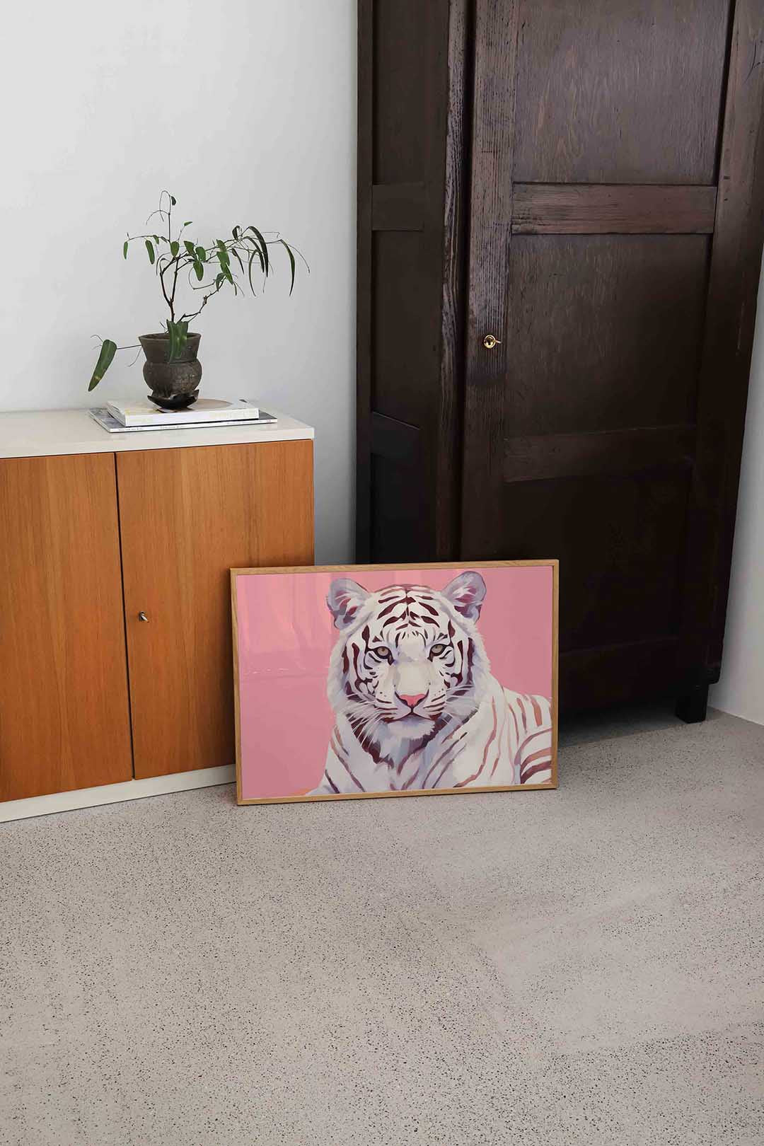 Witte tijger – dierenillustratie als landscape poster
