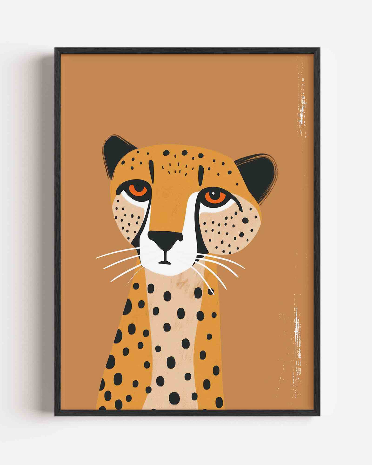 Luipaard met oranje ogen – kids portret poster als wanddecoratie