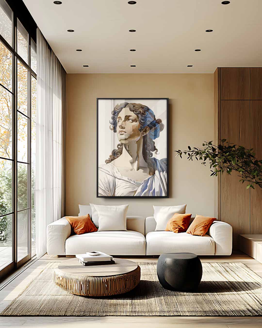 Klassieke Buste Met Krachtige Blik – staand kunstwerk voor modern interieur