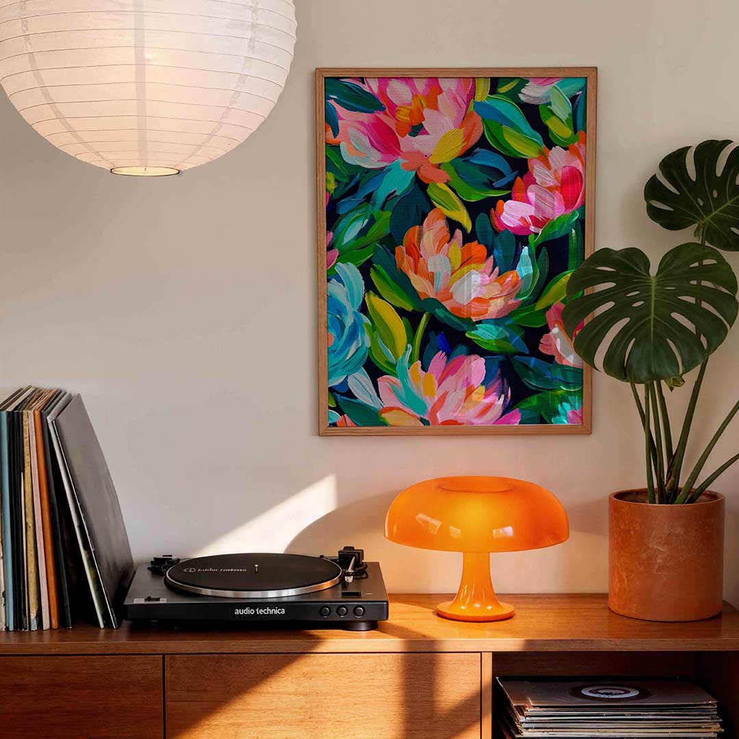Bloemenexplosie – staande kleurrijke wanddecoratie van WallArtistic