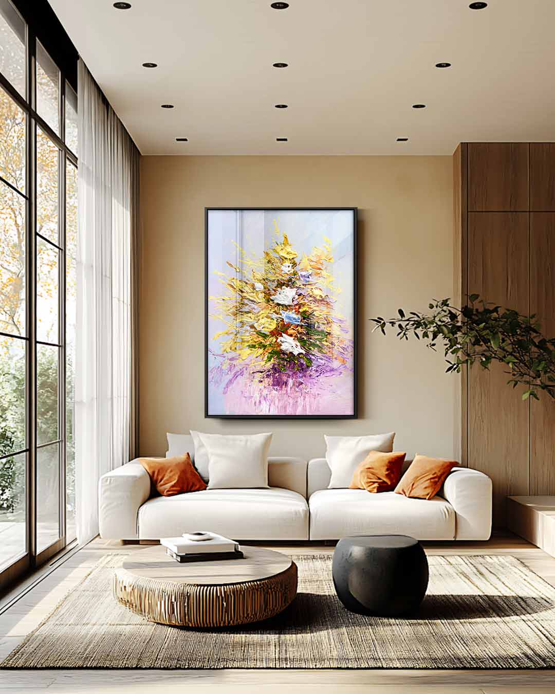 Kleurige Bloemenpracht – staand kunstwerk voor modern interieur