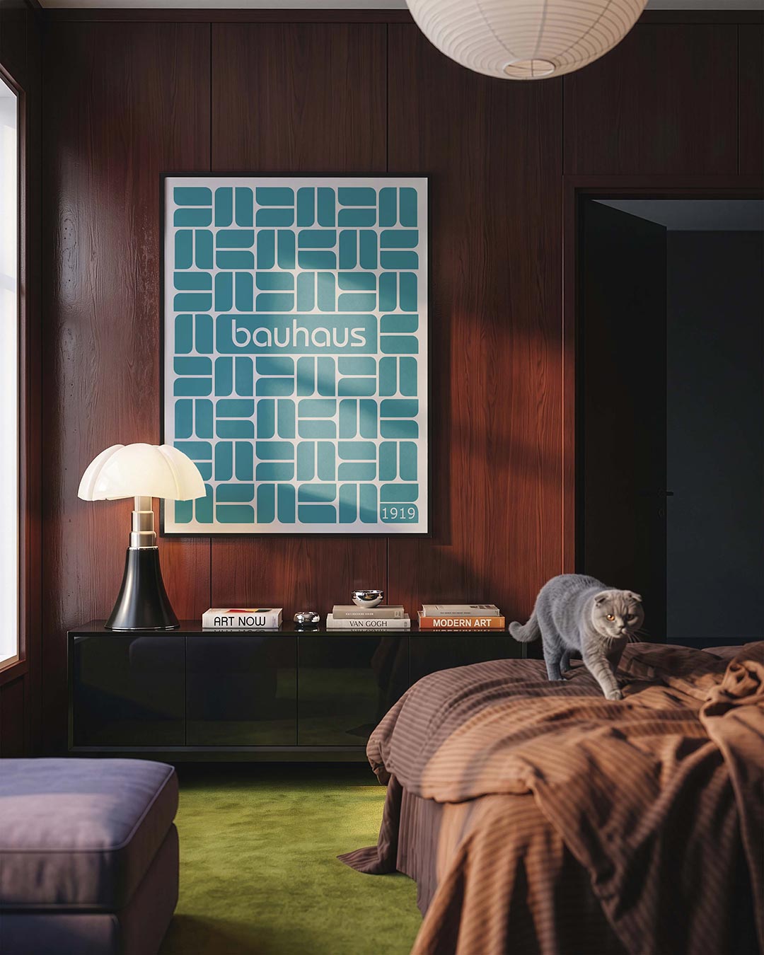 Vormritme en kleur – geometrische Bauhaus poster in staand formaat