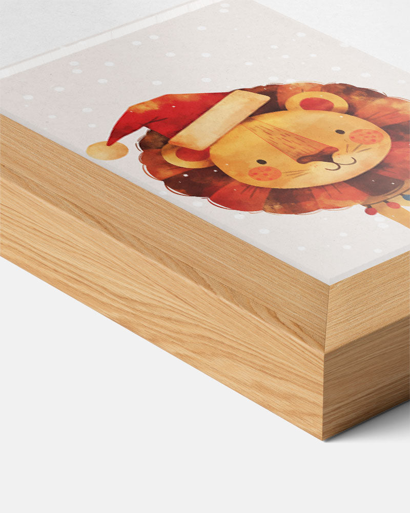 Kerstleeuw Feestposter – kids poster als vrolijke staande wanddecoratie