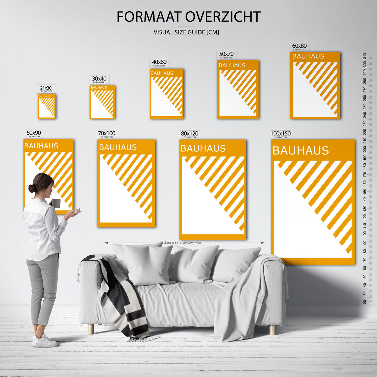 Diagonal lijnen – Bauhaus poster als moderne geometrische wanddecoratie