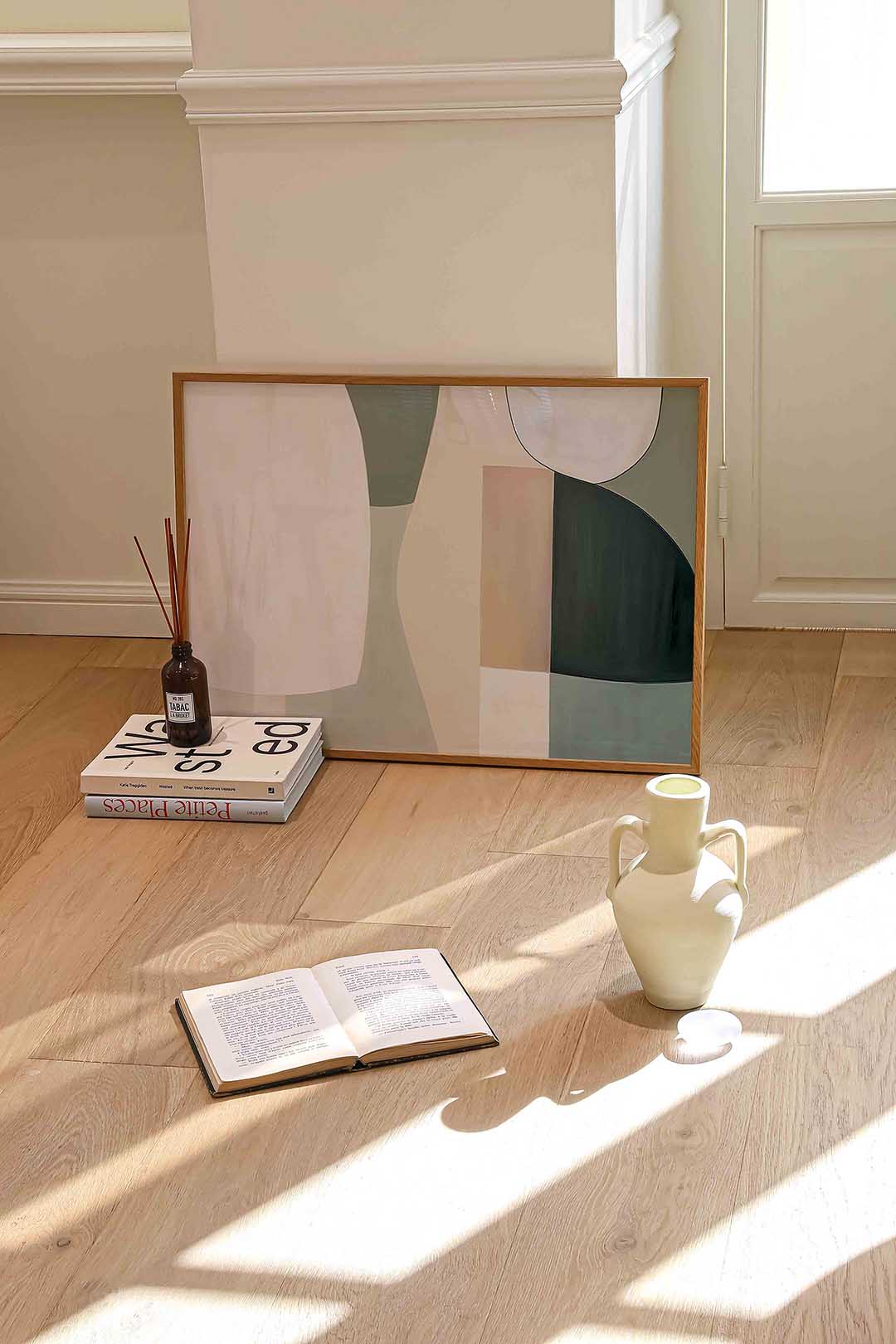 Abstracte vormen – liggende kleurrijke abstracte wanddecoratie van WallArtistic
