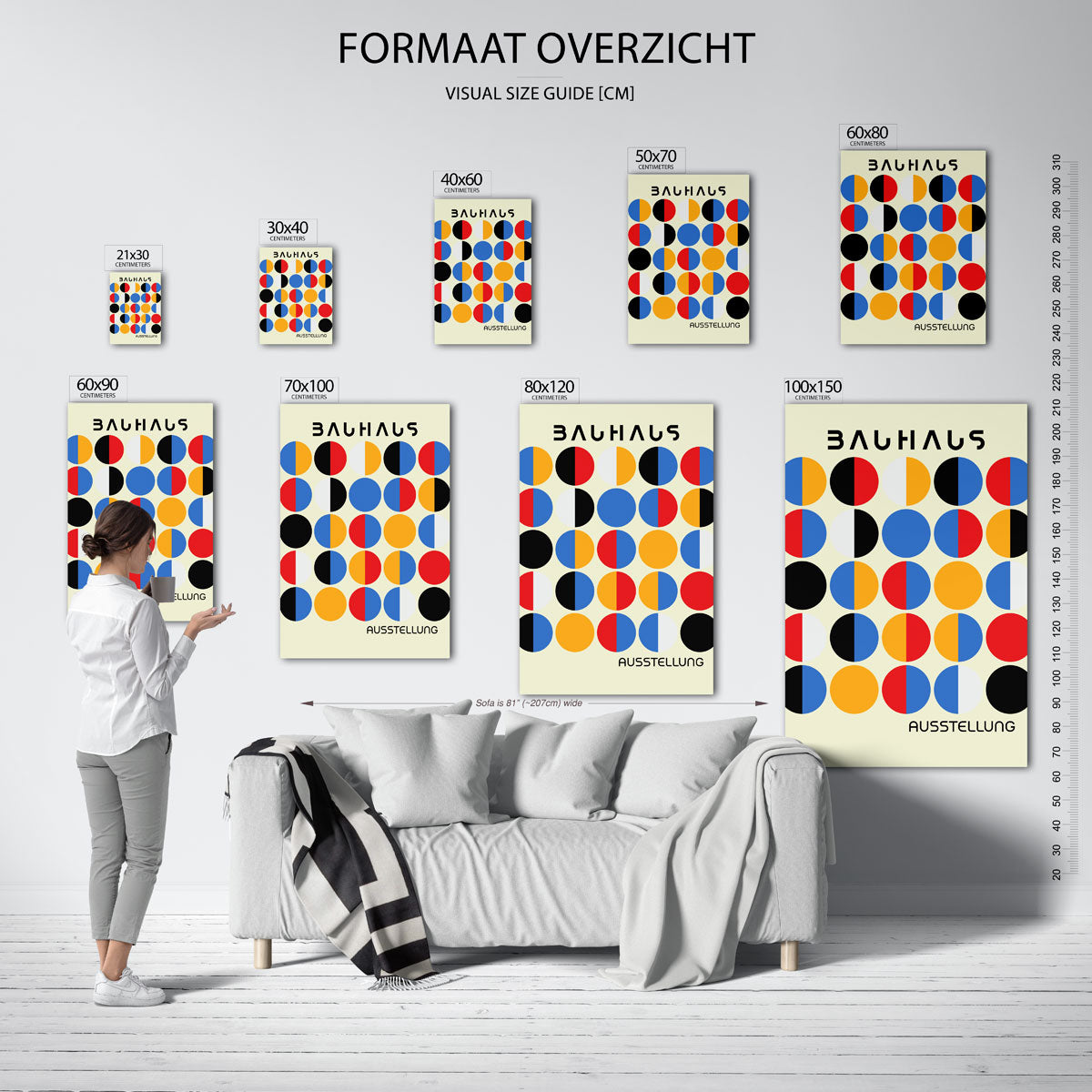 Cirkelpatroon en kleur – geometrische poster in Bauhaus-stijl van WallArtistic