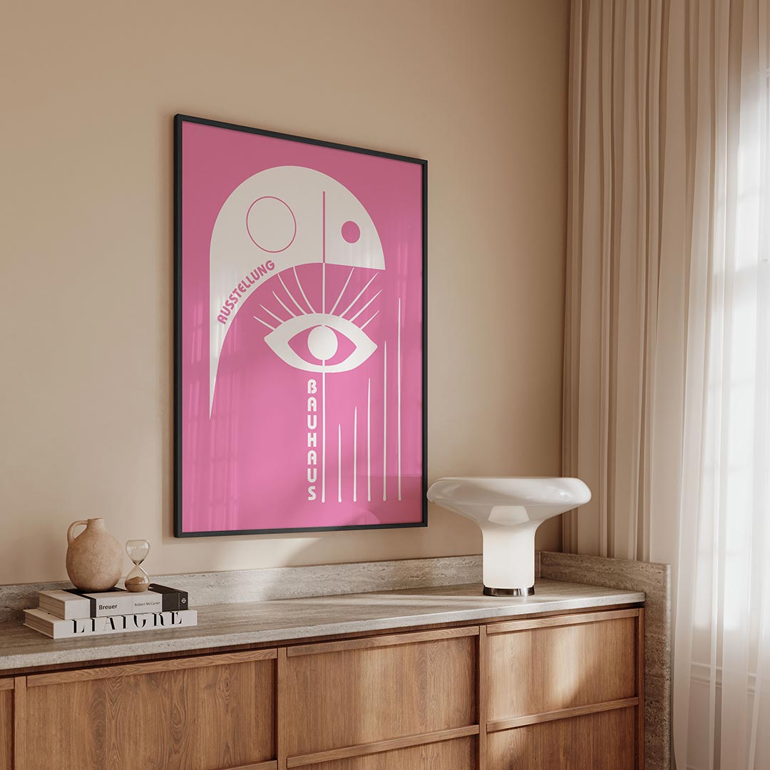Oog en lijnen – geometrische Bauhaus poster in staand formaat