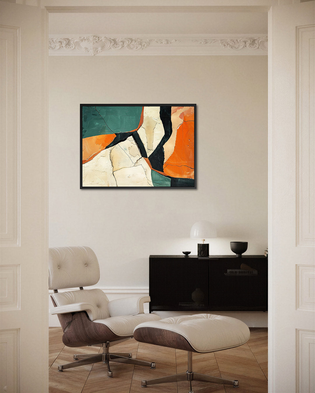 Dynamische vormen – Abstract kunstwerk – liggende wanddecoratie