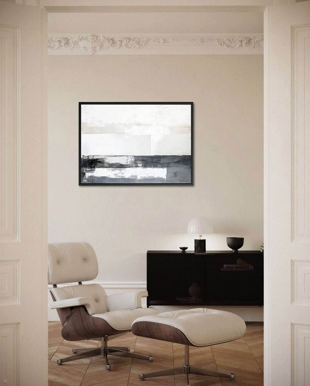 Neutrale lagen – liggende wanddecoratie