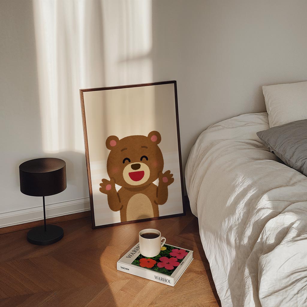 Vrolijke Knuffelbeer – staande kinderkamer wanddecoratie van WallArtistic