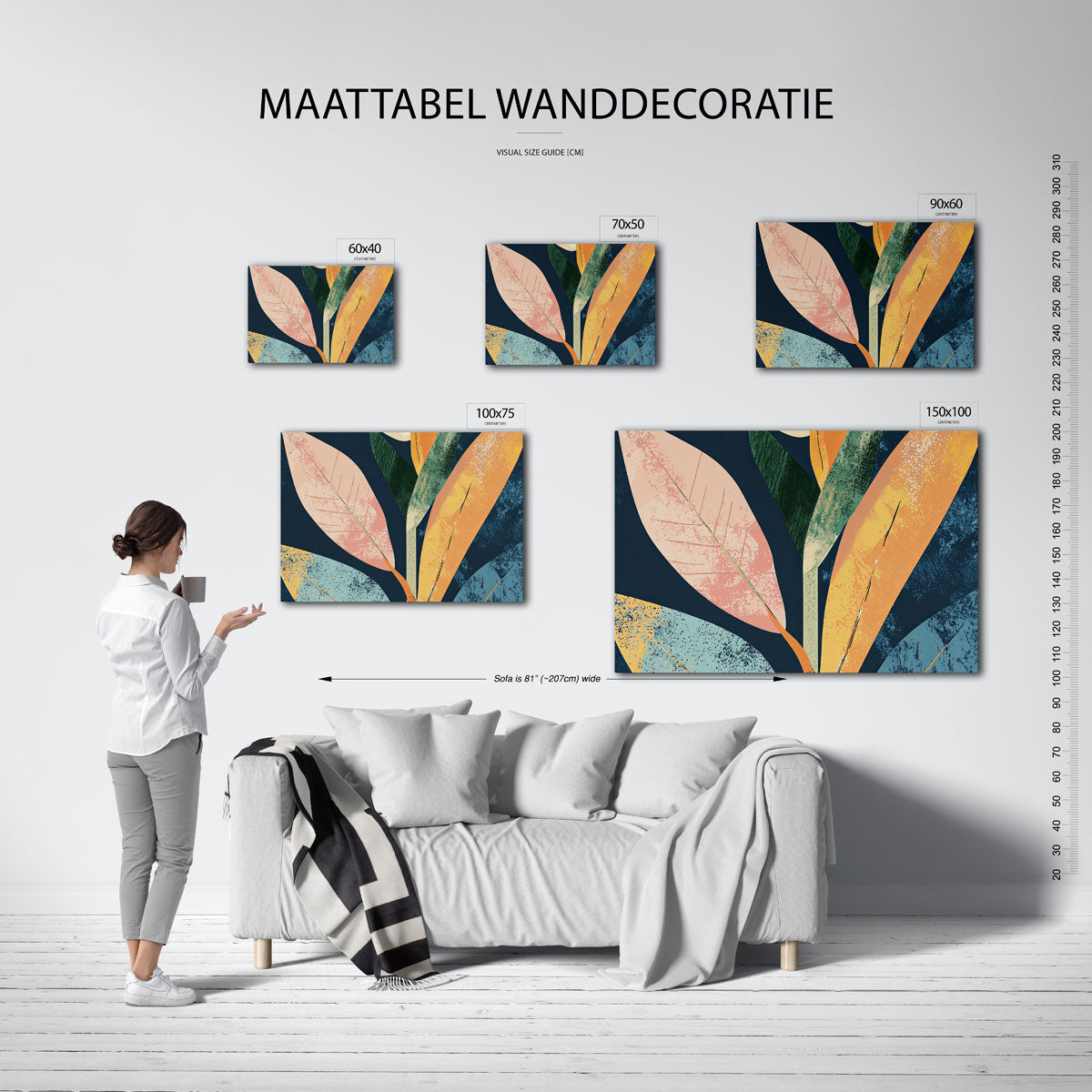 Organische bladvormen – kunstwerk op canvas, dibond of plexiglas