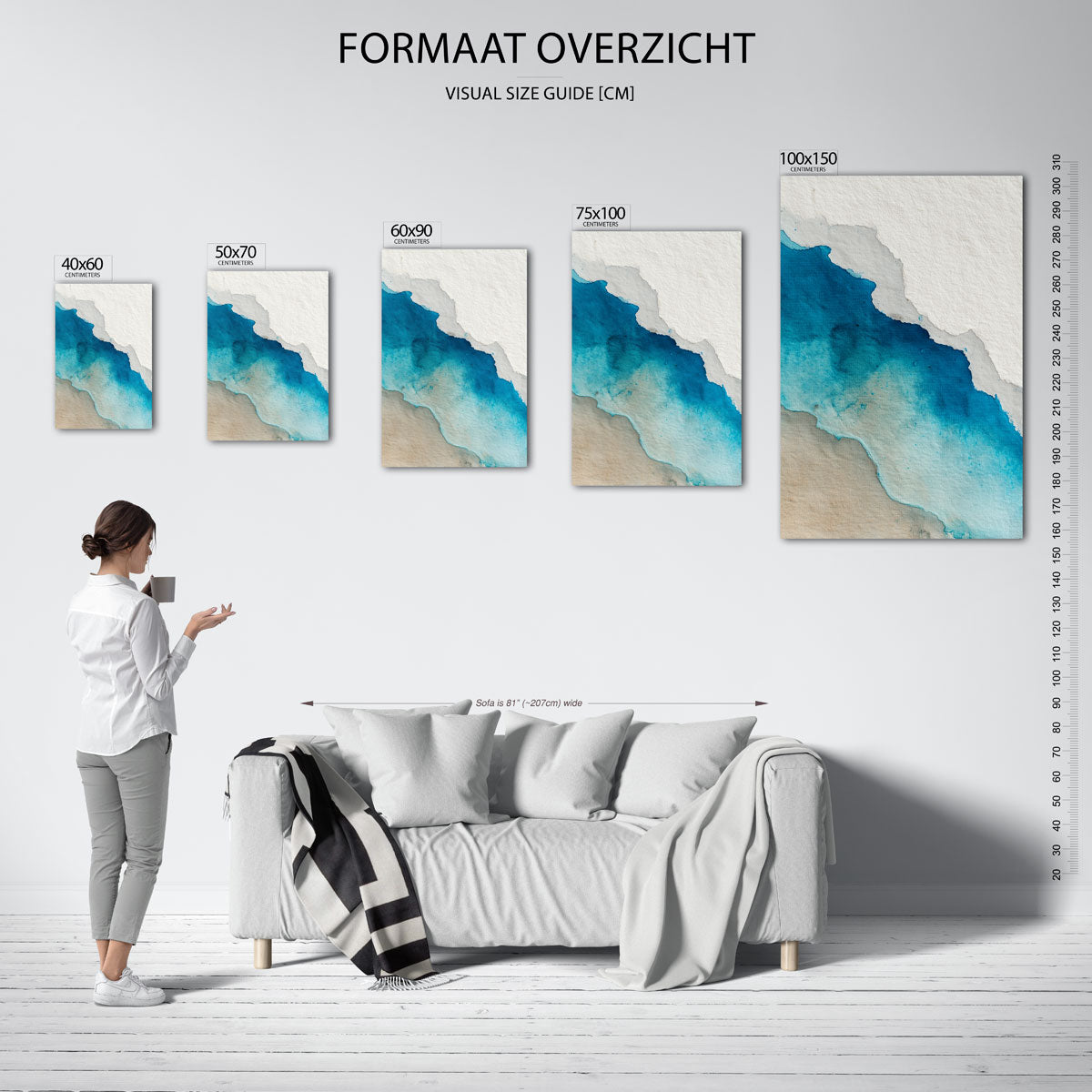 Vloeiende kleurovergangen – staand wanddecoratie kunstwerk