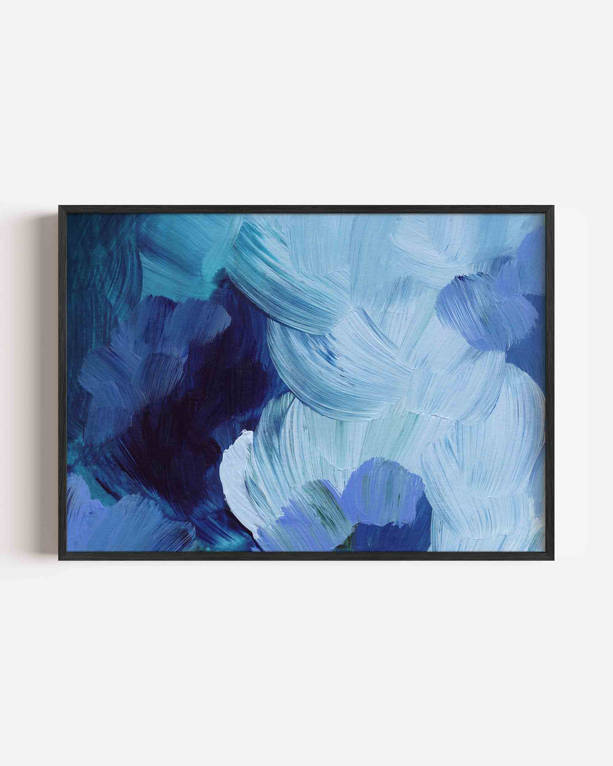 Abstracte blauwe penseelstreken – schilderkunst landscape poster als wanddecoratie