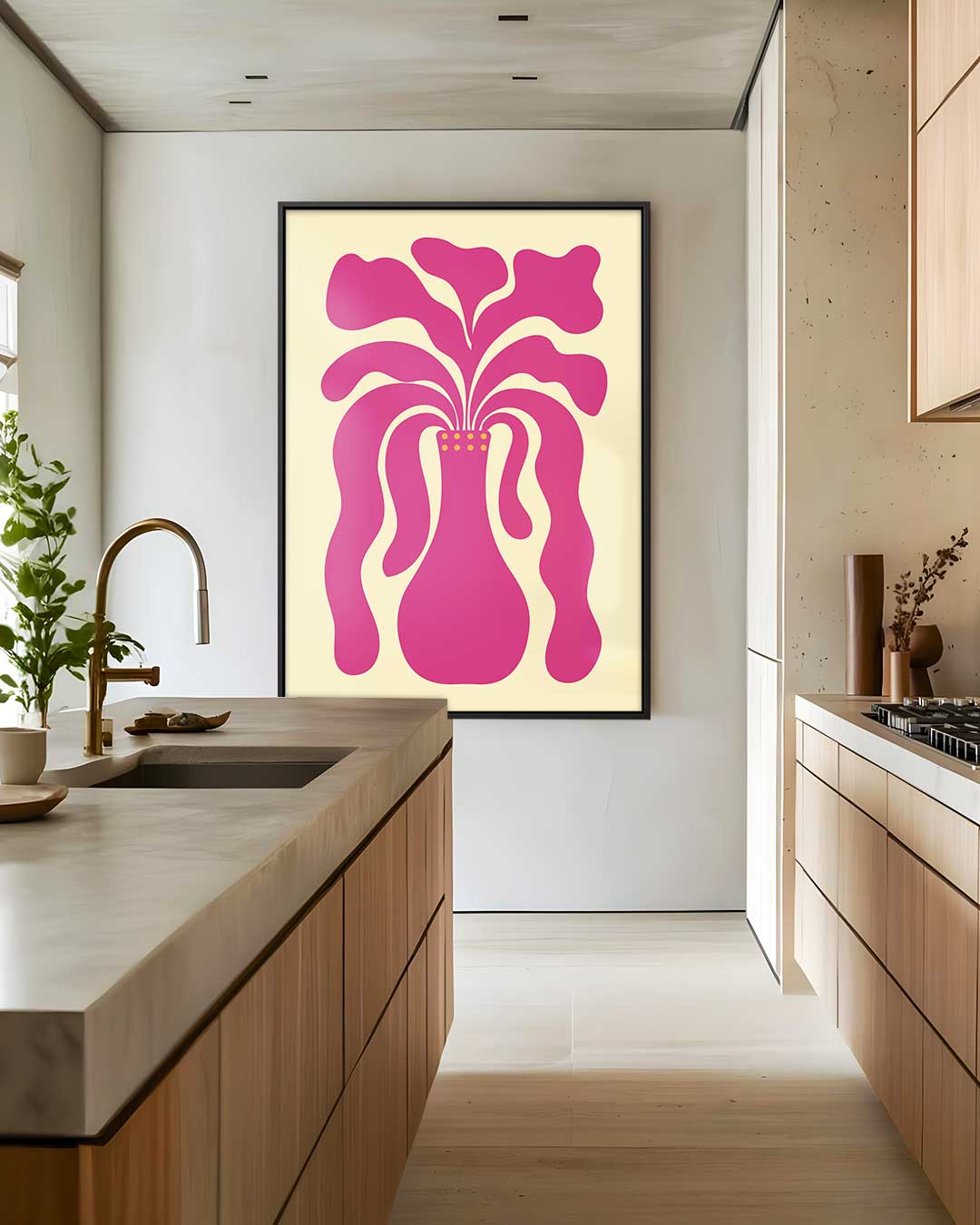 Abstracte Vaas met Organische Vormen – plexiglas wanddecoratie in portret formaat