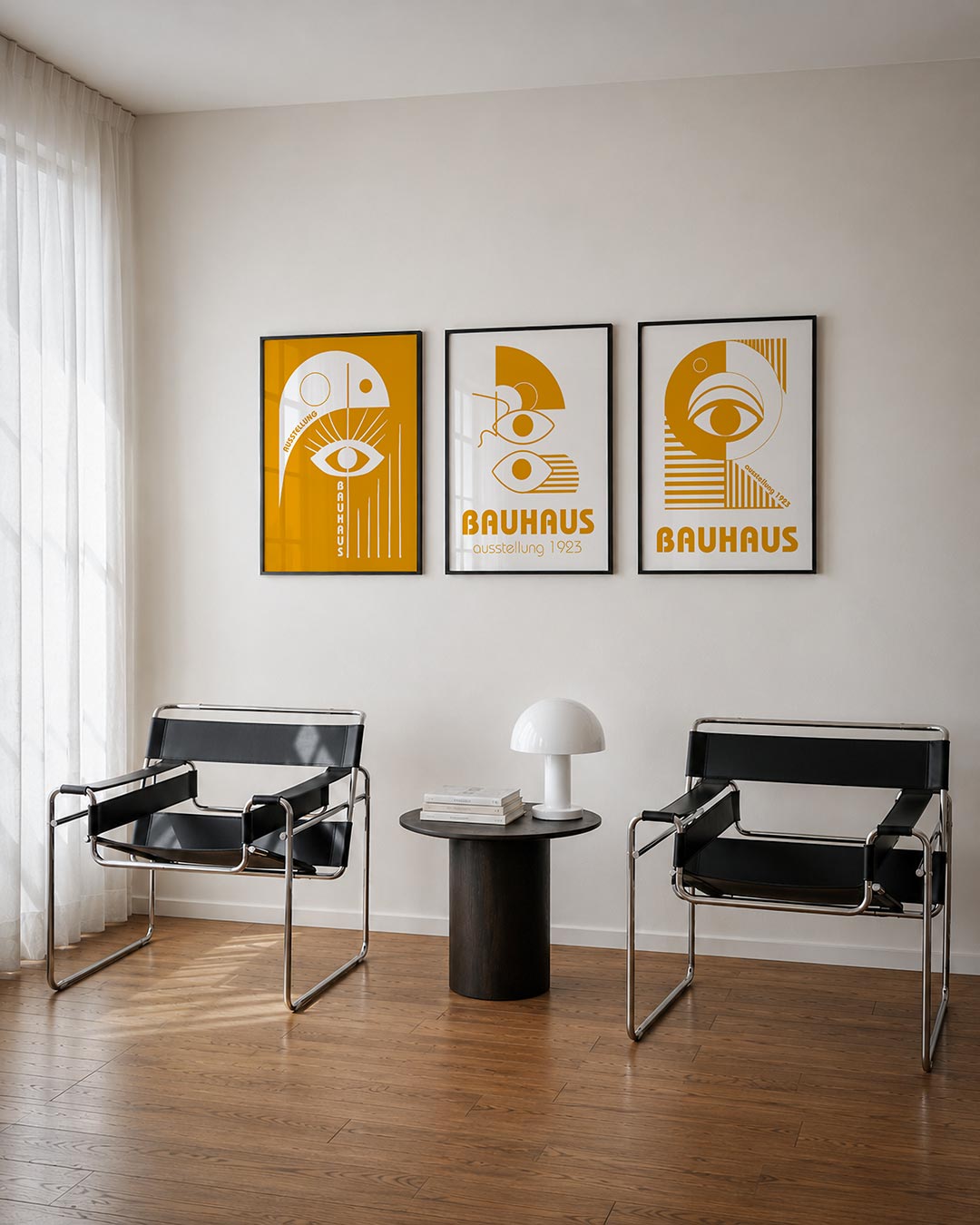 Oog en lijnen posterset – derde productweergave – deze posterset in drie delen toont een speelse combinatie van een groot