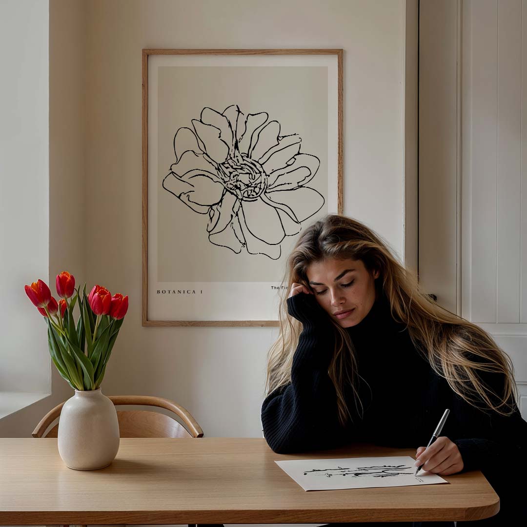 Botanica I Bloemenlijntekening – culinaire wandkunst als portret poster