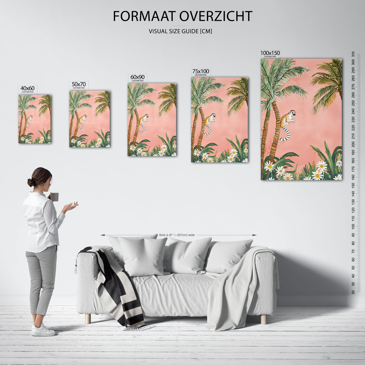 Tropische lemur – staand wanddecoratie kunstwerk