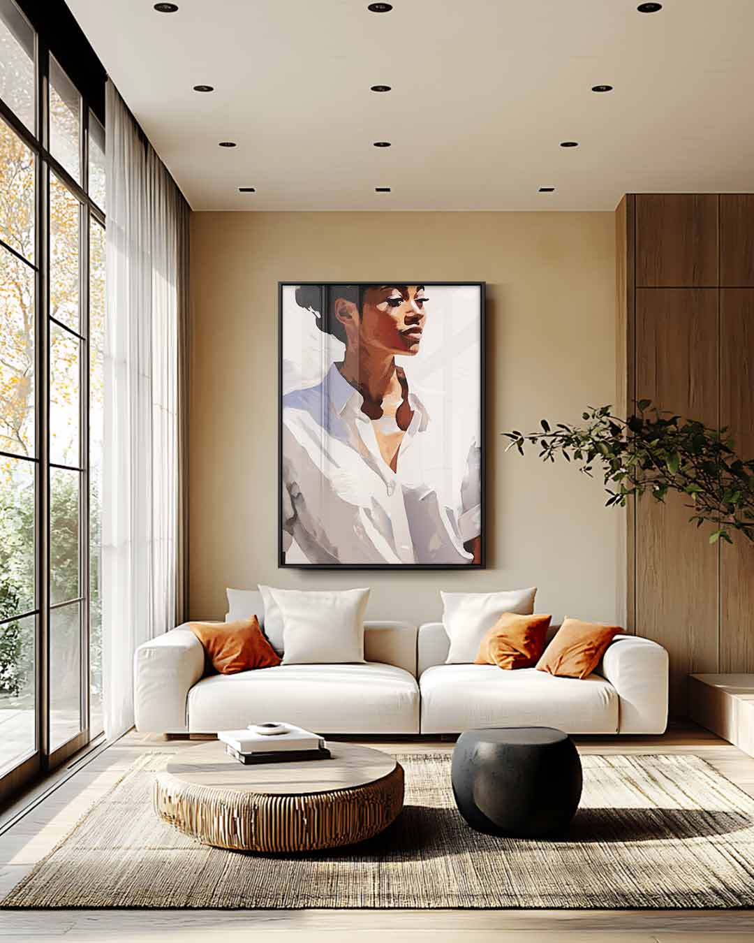 Elegantie in Wit – staande wandkunst voor woonkamer of interieur