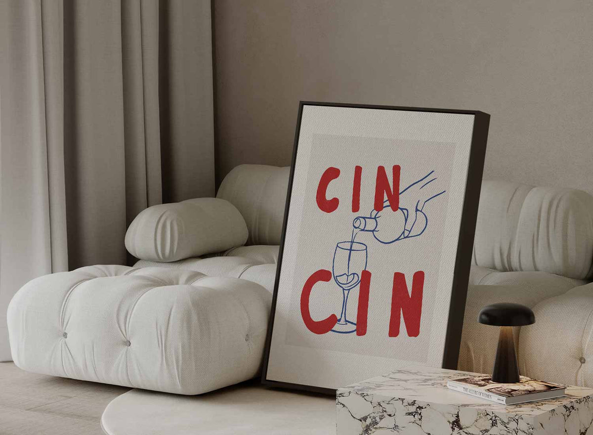 Cin Cin Illustratie – plexiglas wanddecoratie in portret formaat