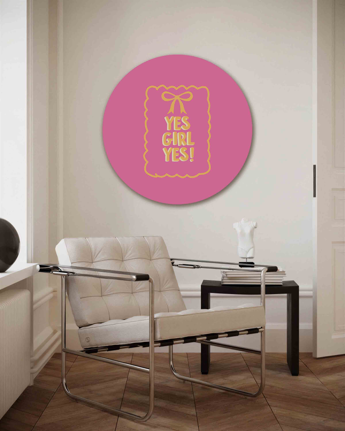 Yes girl yes – kleurrijke muurcirkel als ronde wanddecoratie