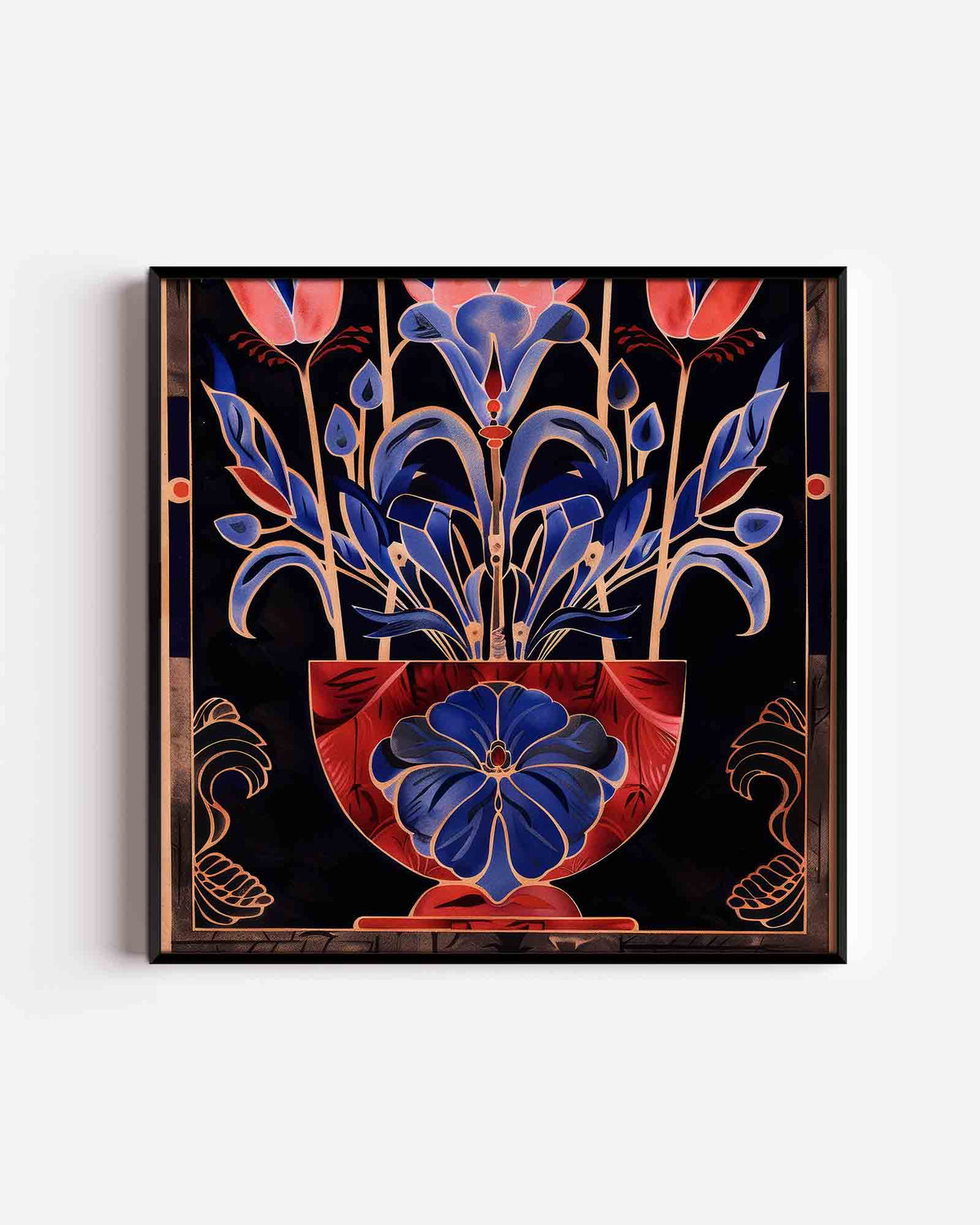 Bloemen in vaas – kleurrijke illustratie poster als wanddecoratie