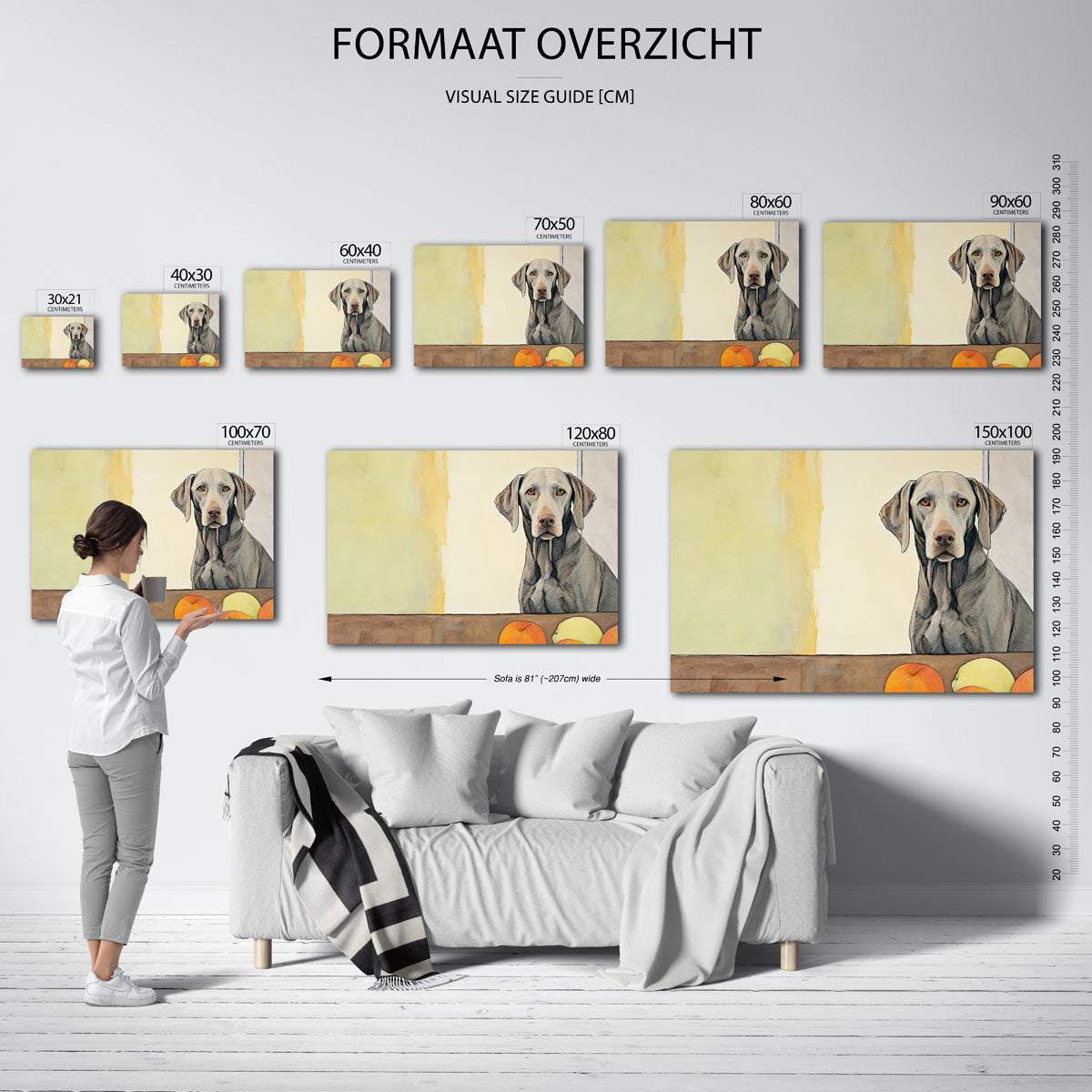 Hond met fruit – liggende muurposter met dierenthema