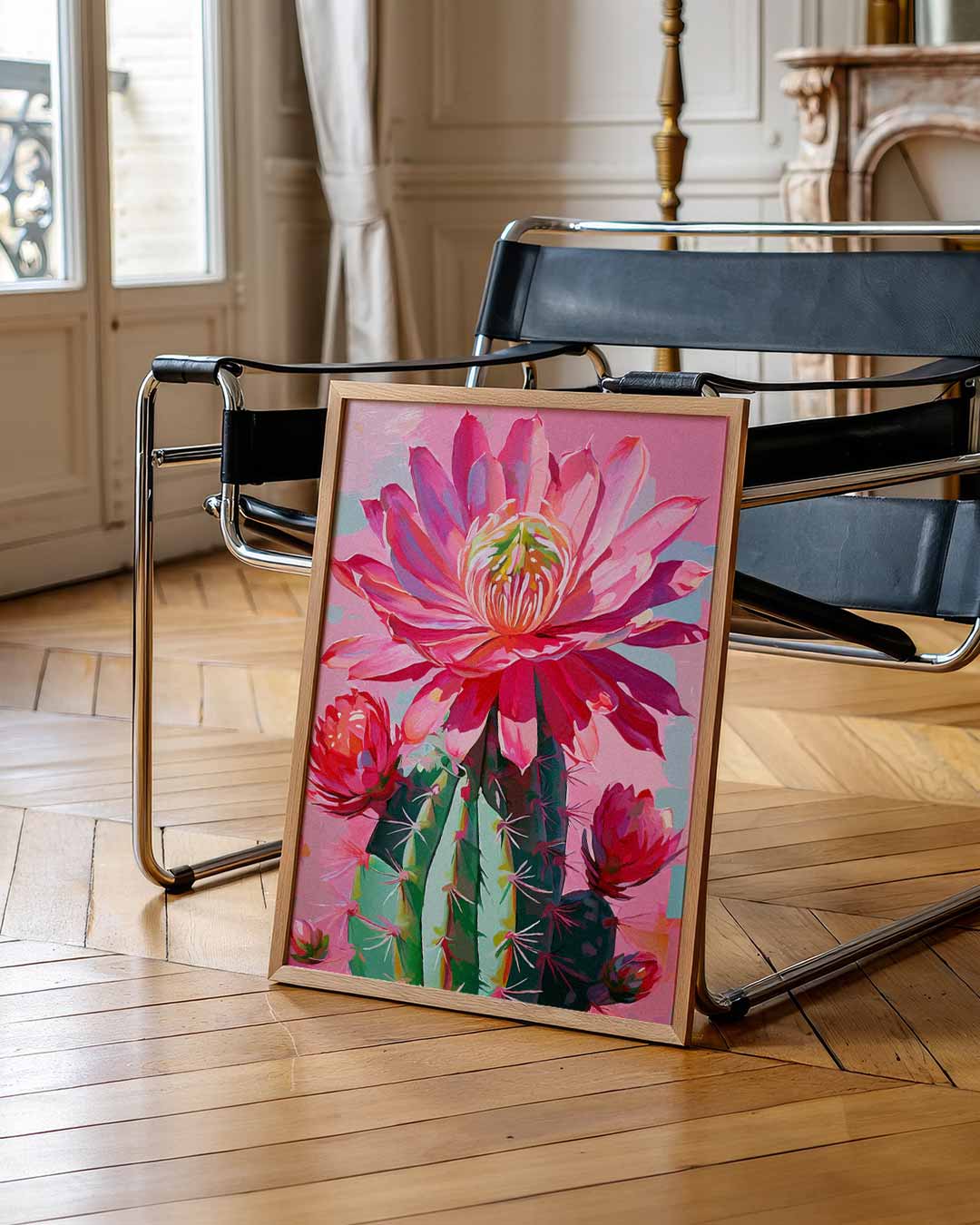 Bloeiende Cactus Kunstposter – staande muurposter voor Pasen