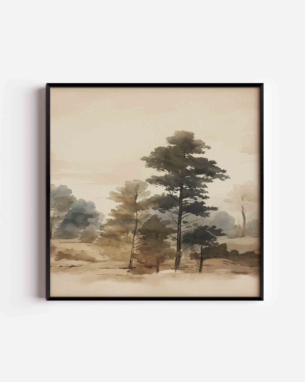 Landschap met bomen – vintage vierkante poster als wanddecoratie