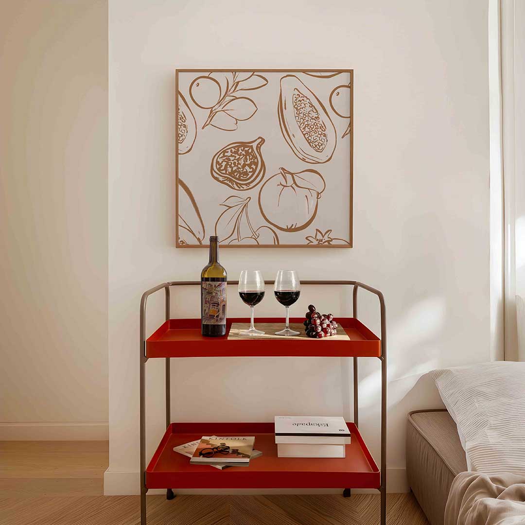 Fruit en bladeren – vierkante keuken wanddecoratie van WallArtistic