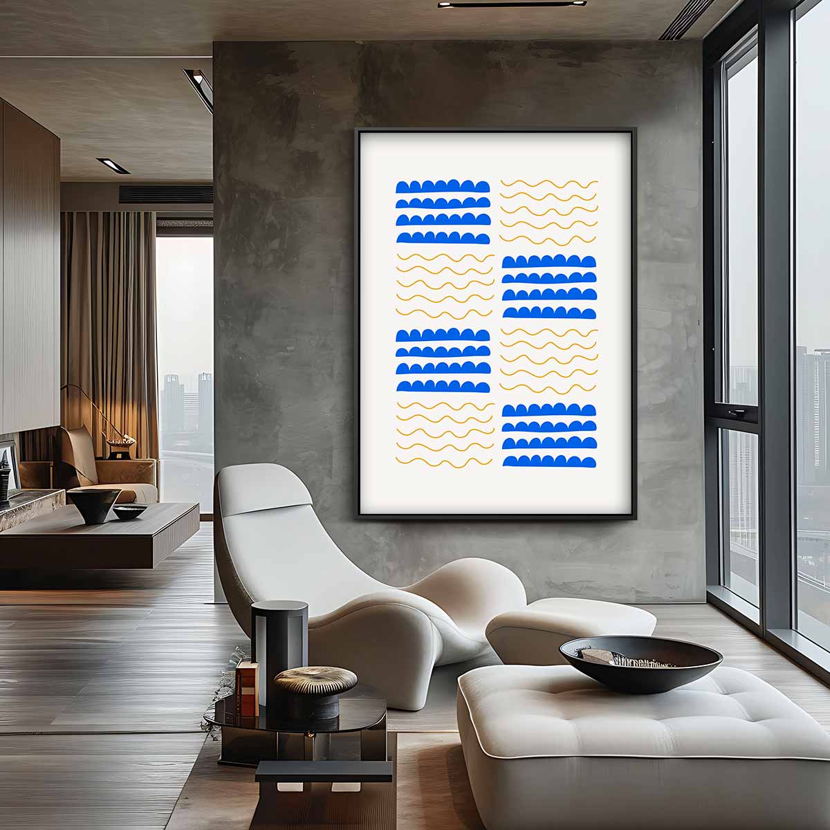Golven en Boogjes – canvas wanddecoratie in portret formaat